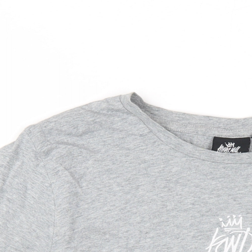 Kings Will Dream Boys Grey Cotton Basic T-Shirt Size 14-15 Years Round Neck Pullover