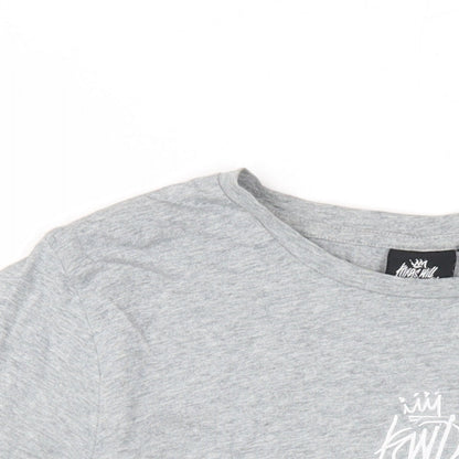Kings Will Dream Boys Grey Cotton Basic T-Shirt Size 14-15 Years Round Neck Pullover