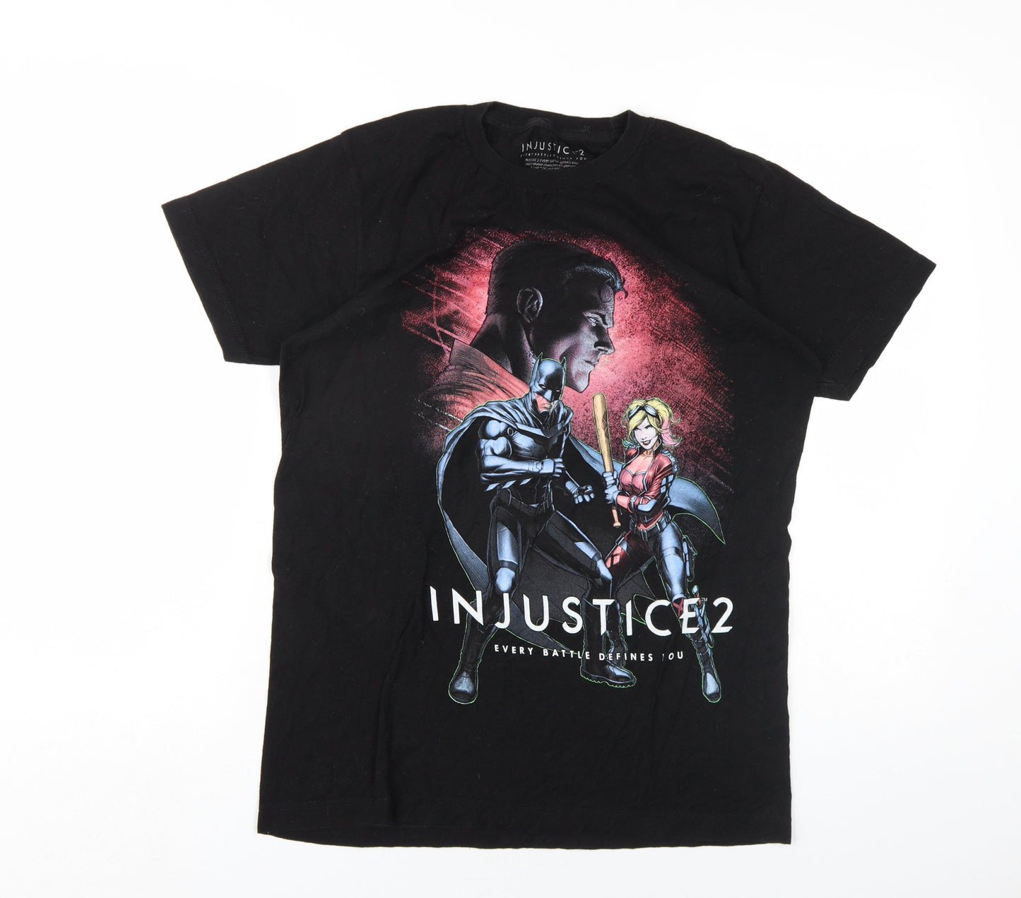 Injustice 2 Mens Black Cotton T-Shirt Size S Round Neck - Batman Joker Harley Quinn