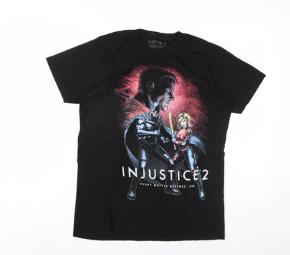 Injustice 2 Mens Black Cotton T-Shirt Size S Round Neck - Batman Joker Harley Quinn