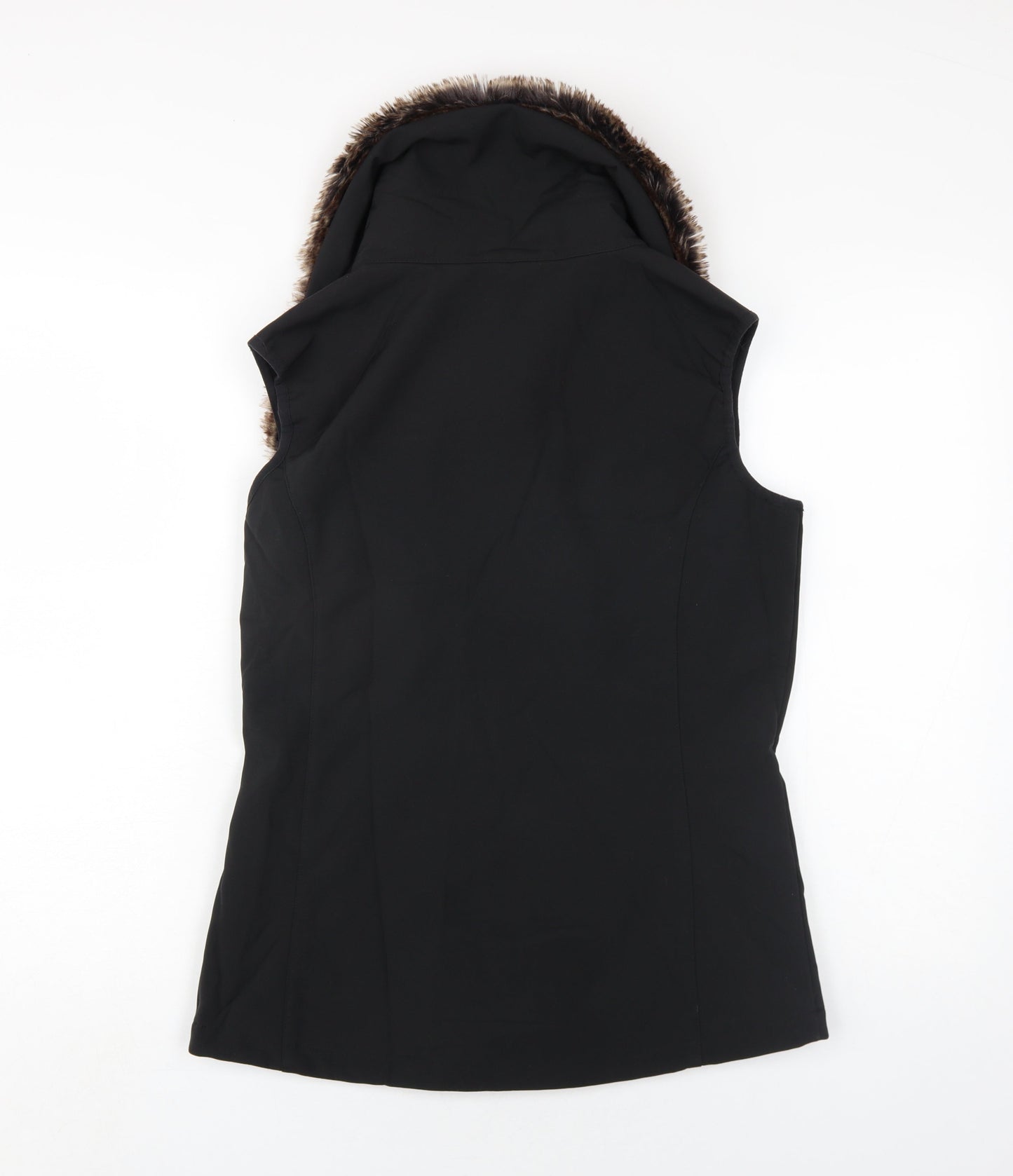 Ayacucho Womens Black Gilet Waistcoat Size S Snap - Fur Collar