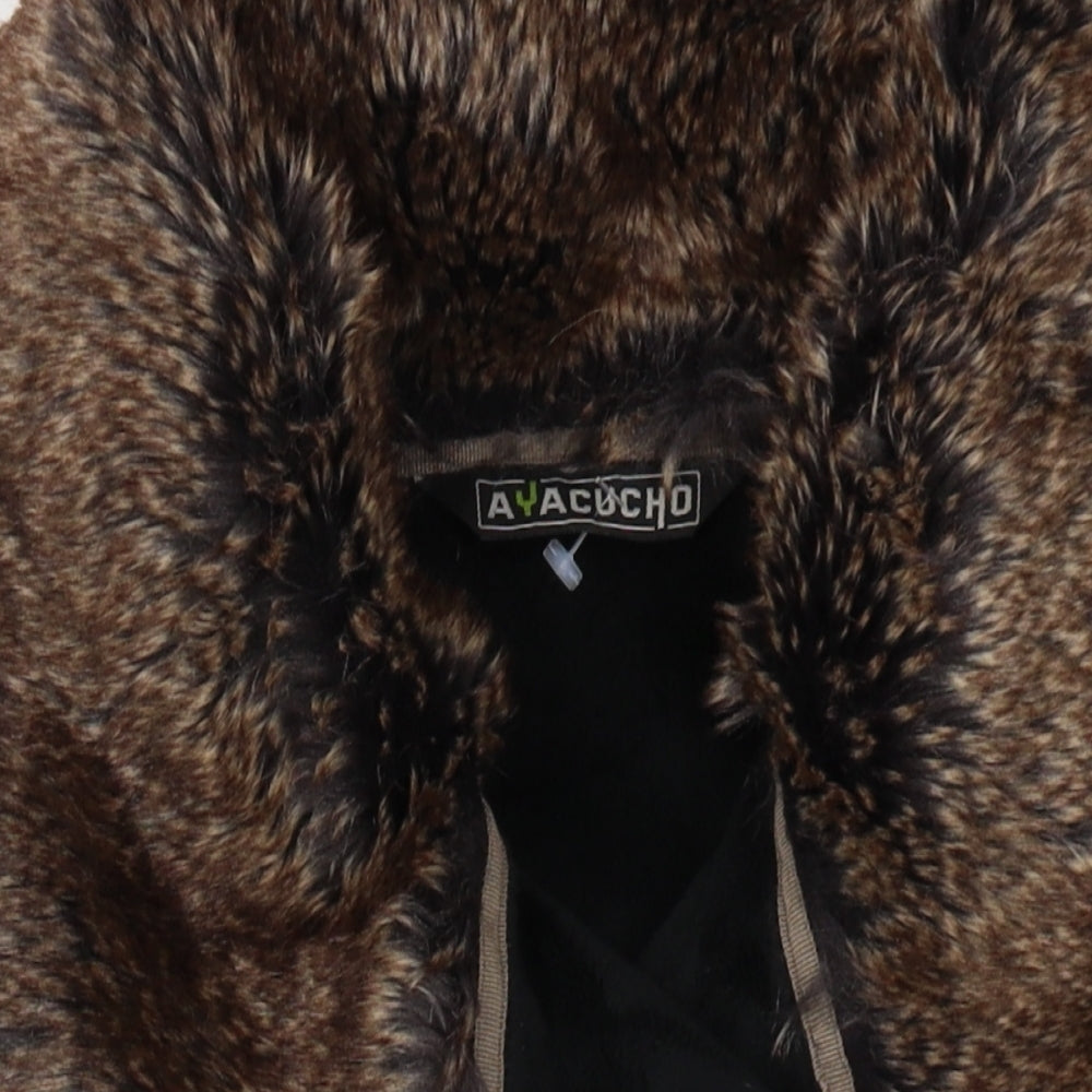 Ayacucho Womens Black Gilet Waistcoat Size S Snap - Fur Collar