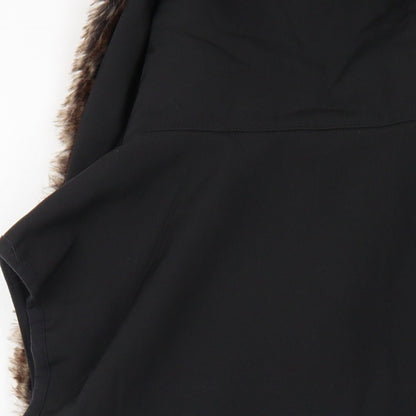 Ayacucho Womens Black Gilet Waistcoat Size S Snap - Fur Collar