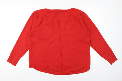 French Connection Womens Red Round Neck Acrylic Pullover Jumper Size M