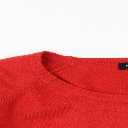 French Connection Womens Red Round Neck Acrylic Pullover Jumper Size M