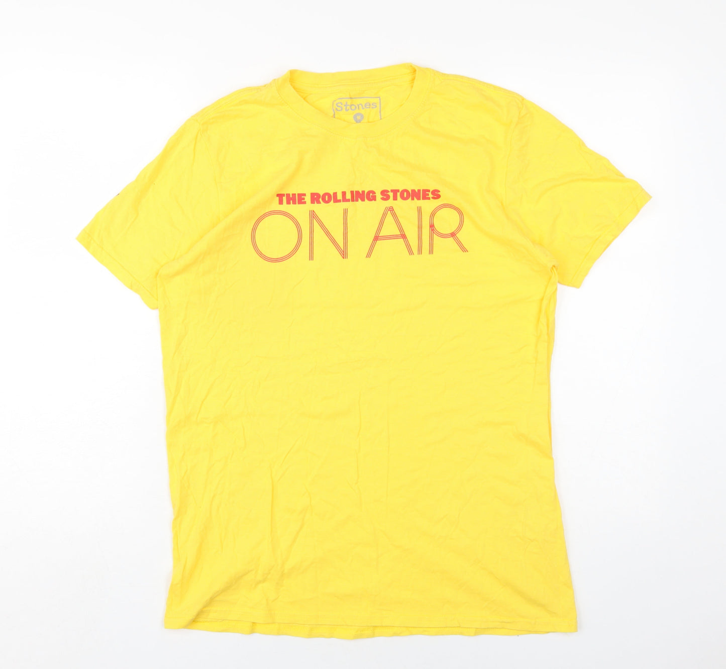 Womens UK Size M The Rolling Stones Yellow Basic T-Shirt