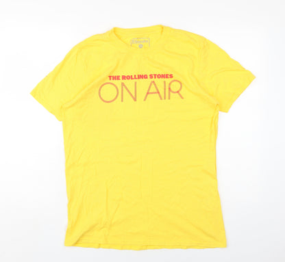 Womens UK Size M The Rolling Stones Yellow Basic T-Shirt
