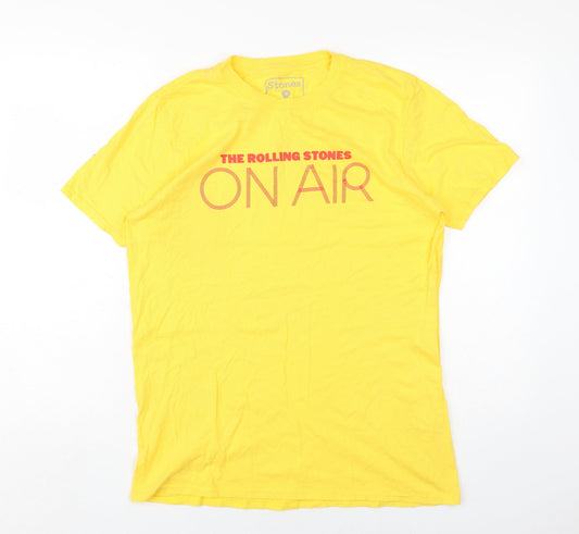 Womens UK Size M The Rolling Stones Yellow Basic T-Shirt