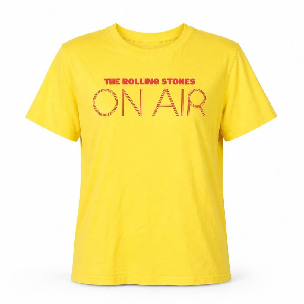 Womens UK Size M The Rolling Stones Yellow Basic T-Shirt
