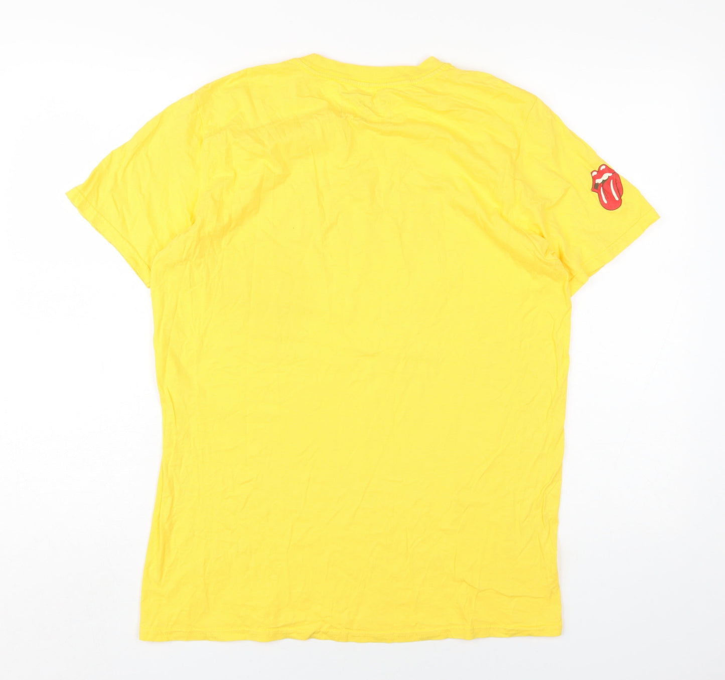 Womens UK Size M The Rolling Stones Yellow Basic T-Shirt
