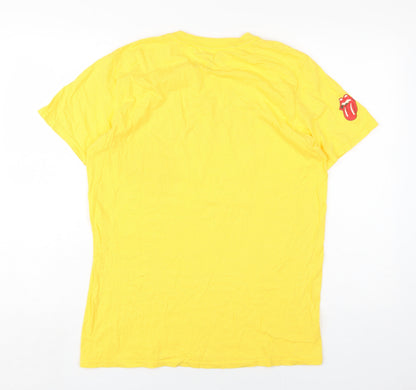 Womens UK Size M The Rolling Stones Yellow Basic T-Shirt