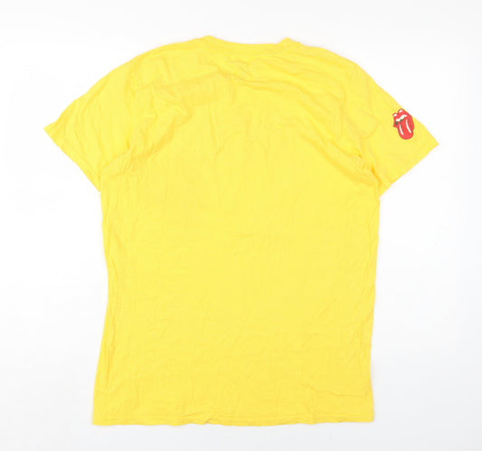 Womens UK Size M The Rolling Stones Yellow Basic T-Shirt