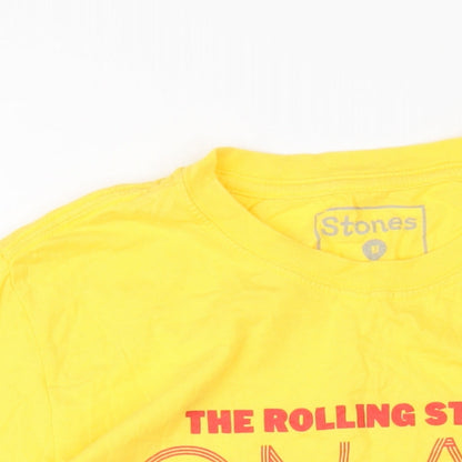 Womens UK Size M The Rolling Stones Yellow Basic T-Shirt