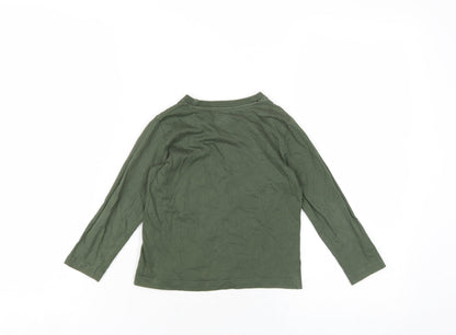 Jurassic World Boys Green Cotton Basic T-Shirt Size 2-3 Years Round Neck Pullover
