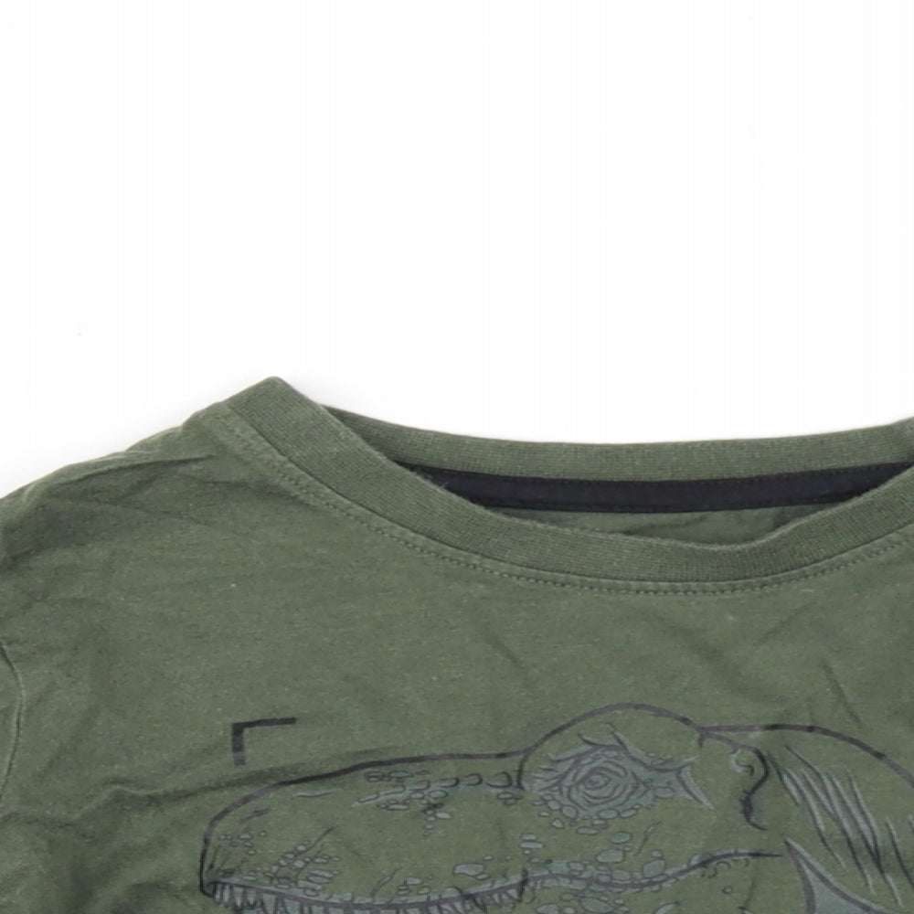 Jurassic World Boys Green Cotton Basic T-Shirt Size 2-3 Years Round Neck Pullover