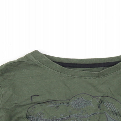 Jurassic World Boys Green Cotton Basic T-Shirt Size 2-3 Years Round Neck Pullover