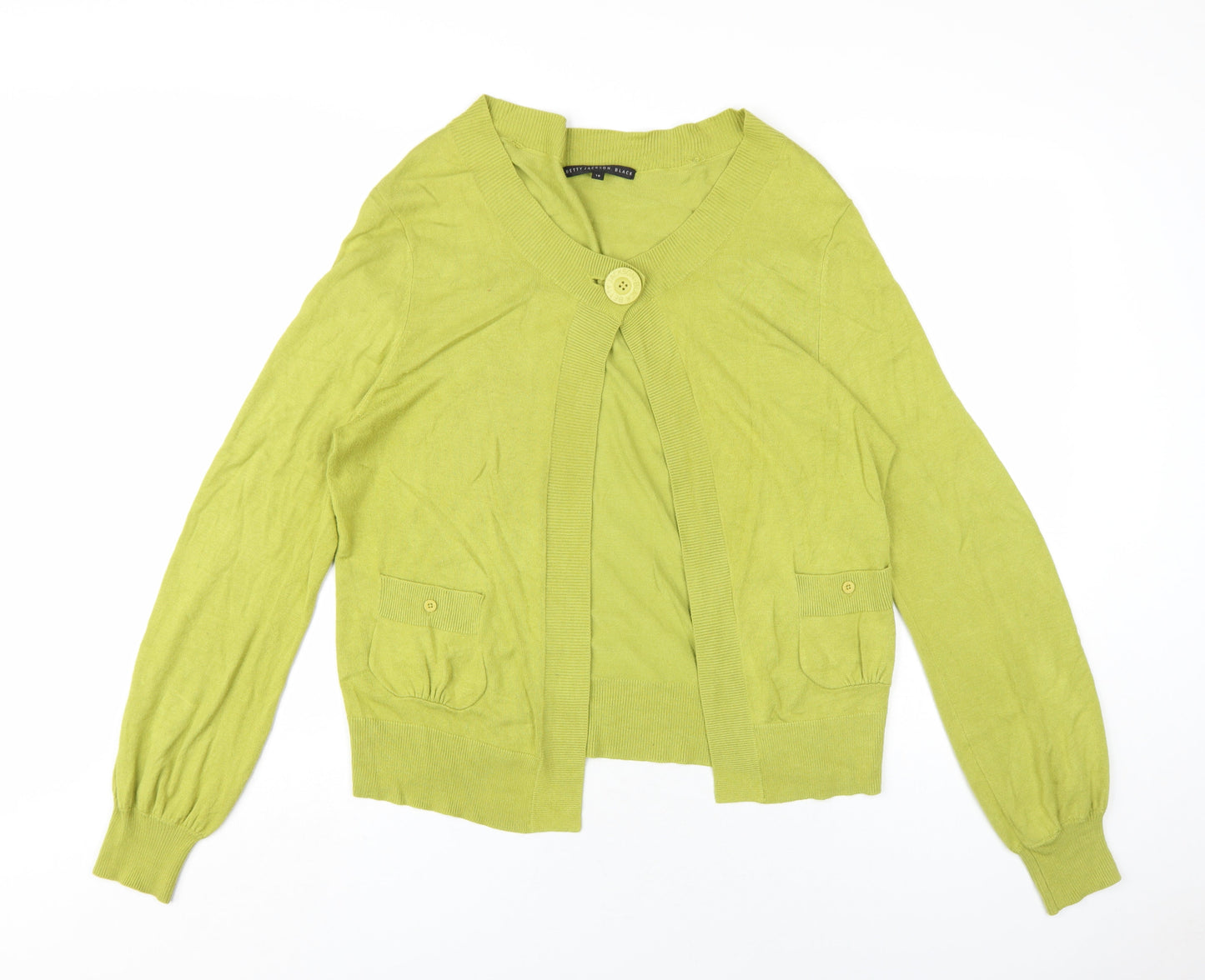 Betty Jackson Womens Green Boat Neck Viscose Cardigan Jumper Size 18