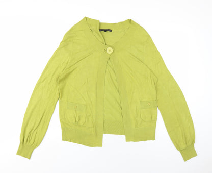 Betty Jackson Womens Green Boat Neck Viscose Cardigan Jumper Size 18