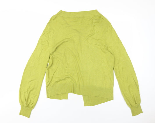 Betty Jackson Womens Green Boat Neck Viscose Cardigan Jumper Size 18