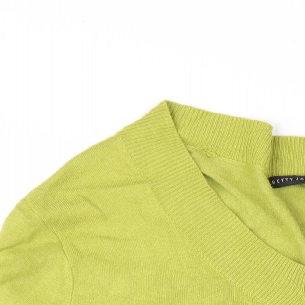 Betty Jackson Womens Green Boat Neck Viscose Cardigan Jumper Size 18