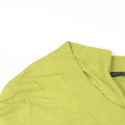 Betty Jackson Womens Green Boat Neck Viscose Cardigan Jumper Size 18