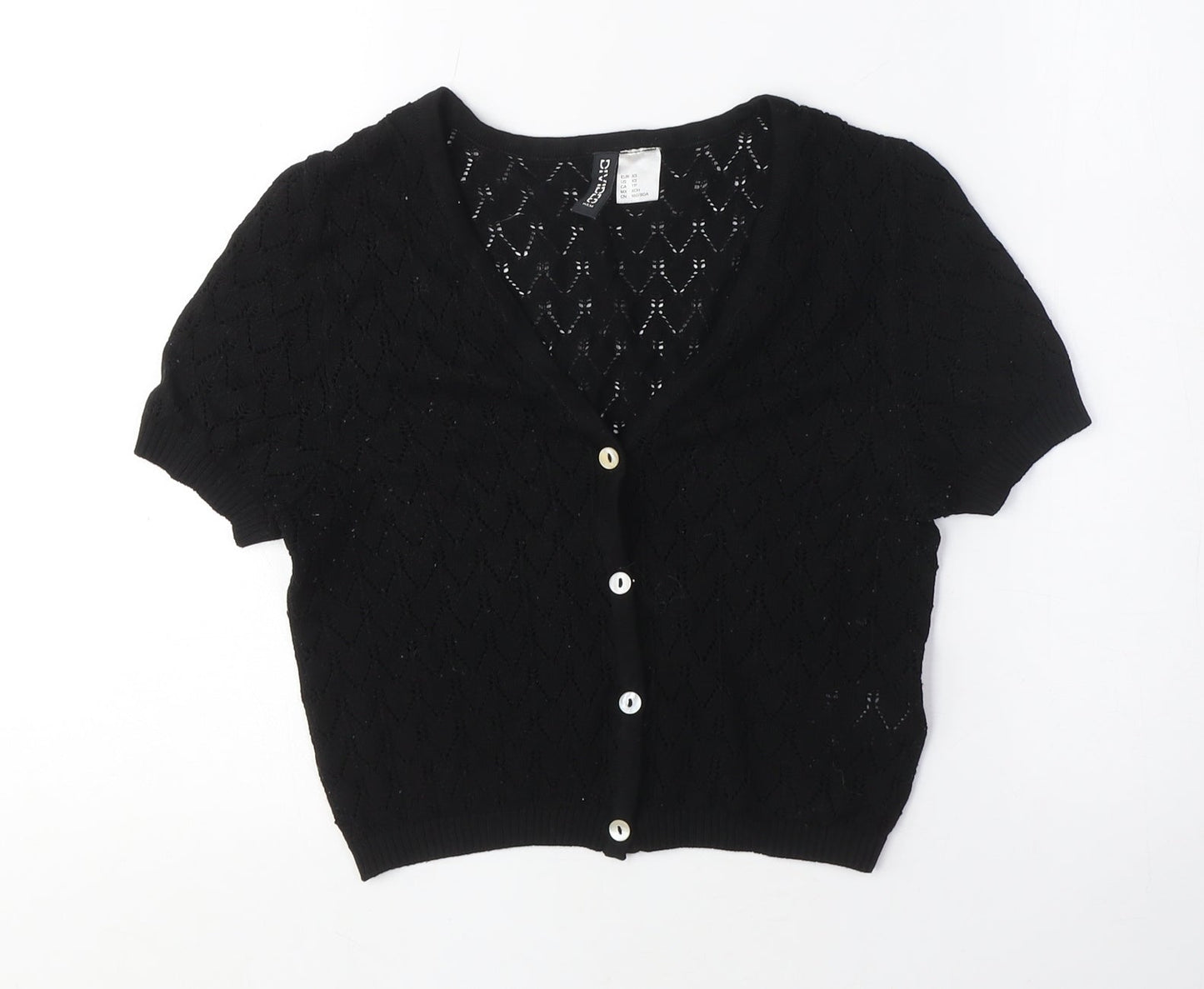 Womens UK Size XS Divided Black Cardigan Jumper