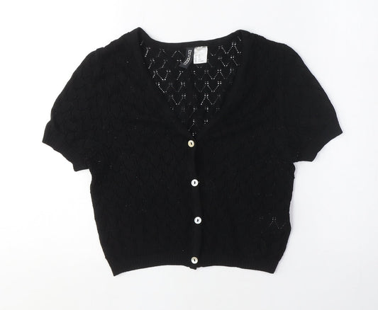 Womens UK Size XS Divided Black Cardigan Jumper
