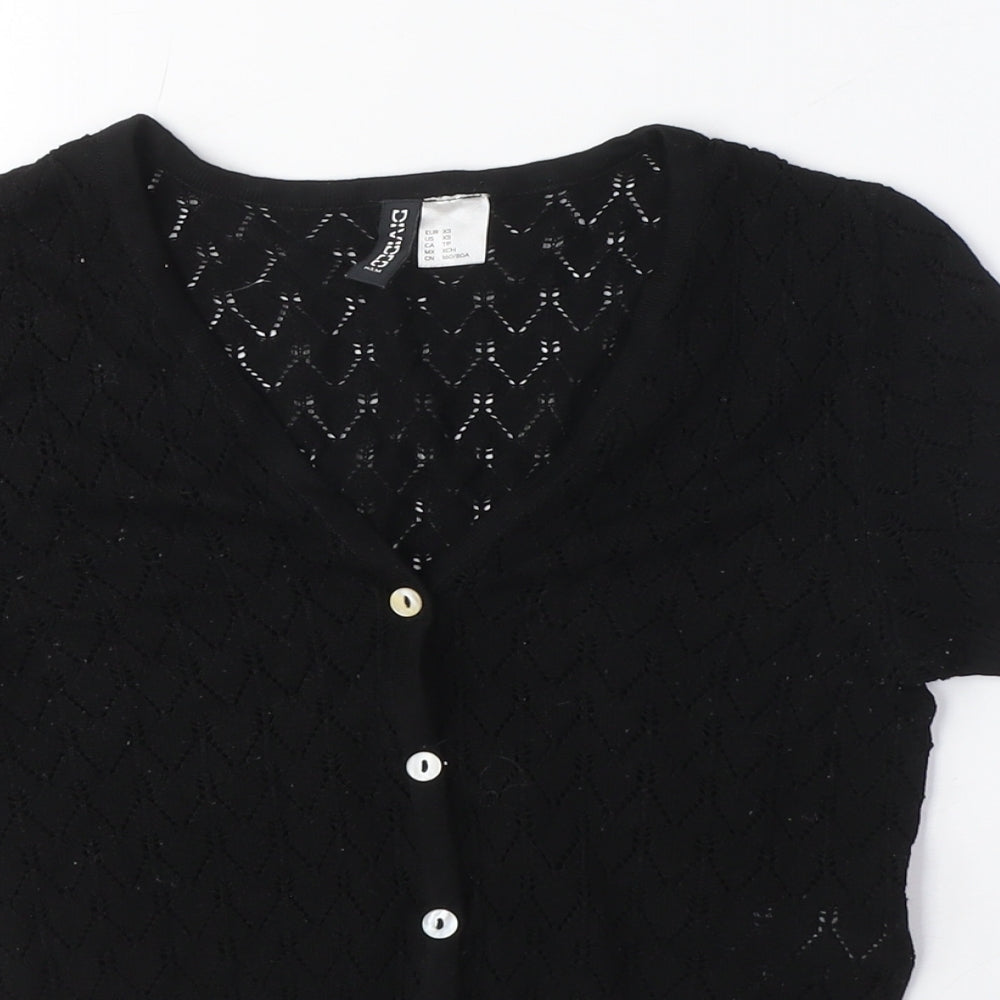 Womens UK Size XS Divided Black Cardigan Jumper