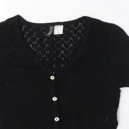 Womens UK Size XS Divided Black Cardigan Jumper
