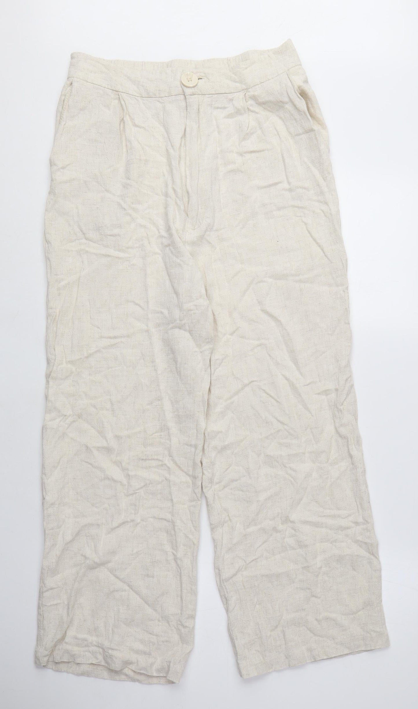 Womens UK Size 12 Stradivarius Regular Fit  Beige Trousers