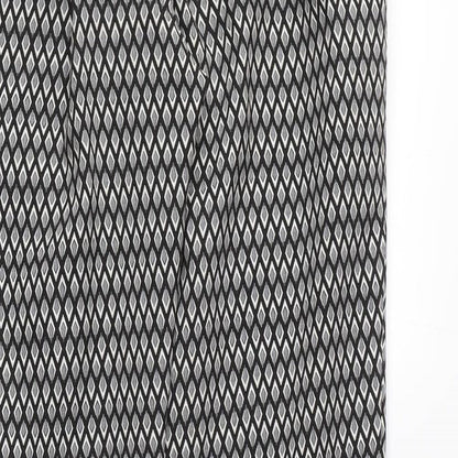 Topshop Womens Black Geometric Polyester Chino Trousers Size 12 L27 in Regular Zip