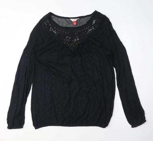 Womens UK Size 8 Falmer Black Basic T-Shirt