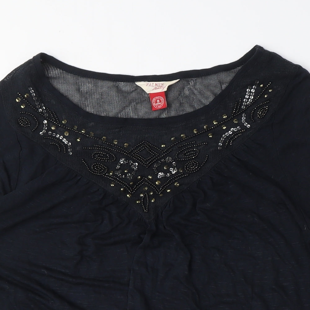Womens UK Size 8 Falmer Black Basic T-Shirt