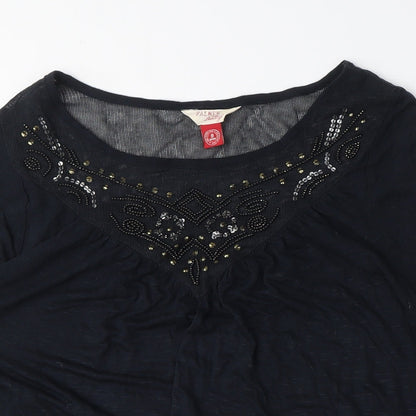 Womens UK Size 8 Falmer Black Basic T-Shirt