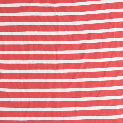 b.young Womens Red Striped Cotton Basic T-Shirt Size L Crew Neck