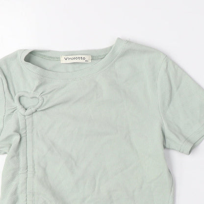 Vinceotto Womens Green Cotton Basic T-Shirt Size M Crew Neck