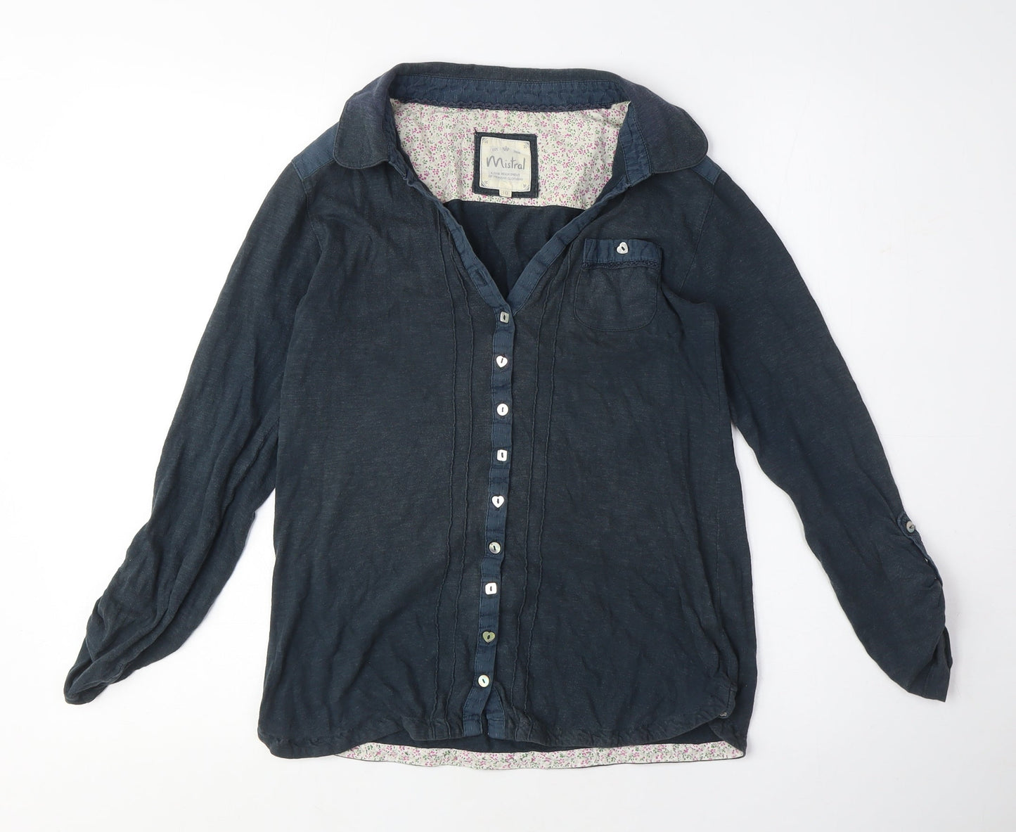 Womens UK Size 10 Mistral Blue Basic T-Shirt