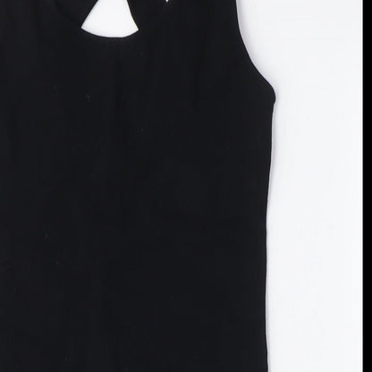 FOREVER 21 Womens Black Cotton Bodycon Size M Scoop Neck - Cross-over Back