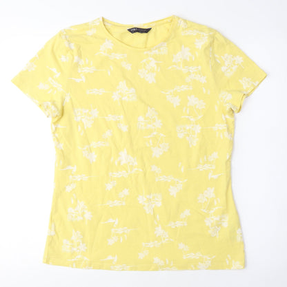Womens UK Size 14 Marks and Spencer Yellow Basic T-Shirt