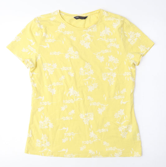 Womens UK Size 14 Marks and Spencer Yellow Basic T-Shirt