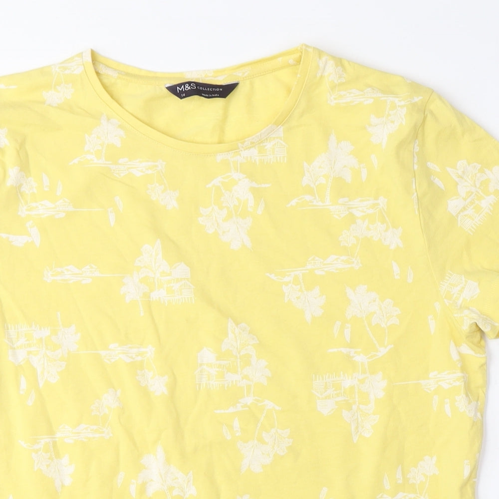 Womens UK Size 14 Marks and Spencer Yellow Basic T-Shirt