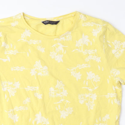 Womens UK Size 14 Marks and Spencer Yellow Basic T-Shirt