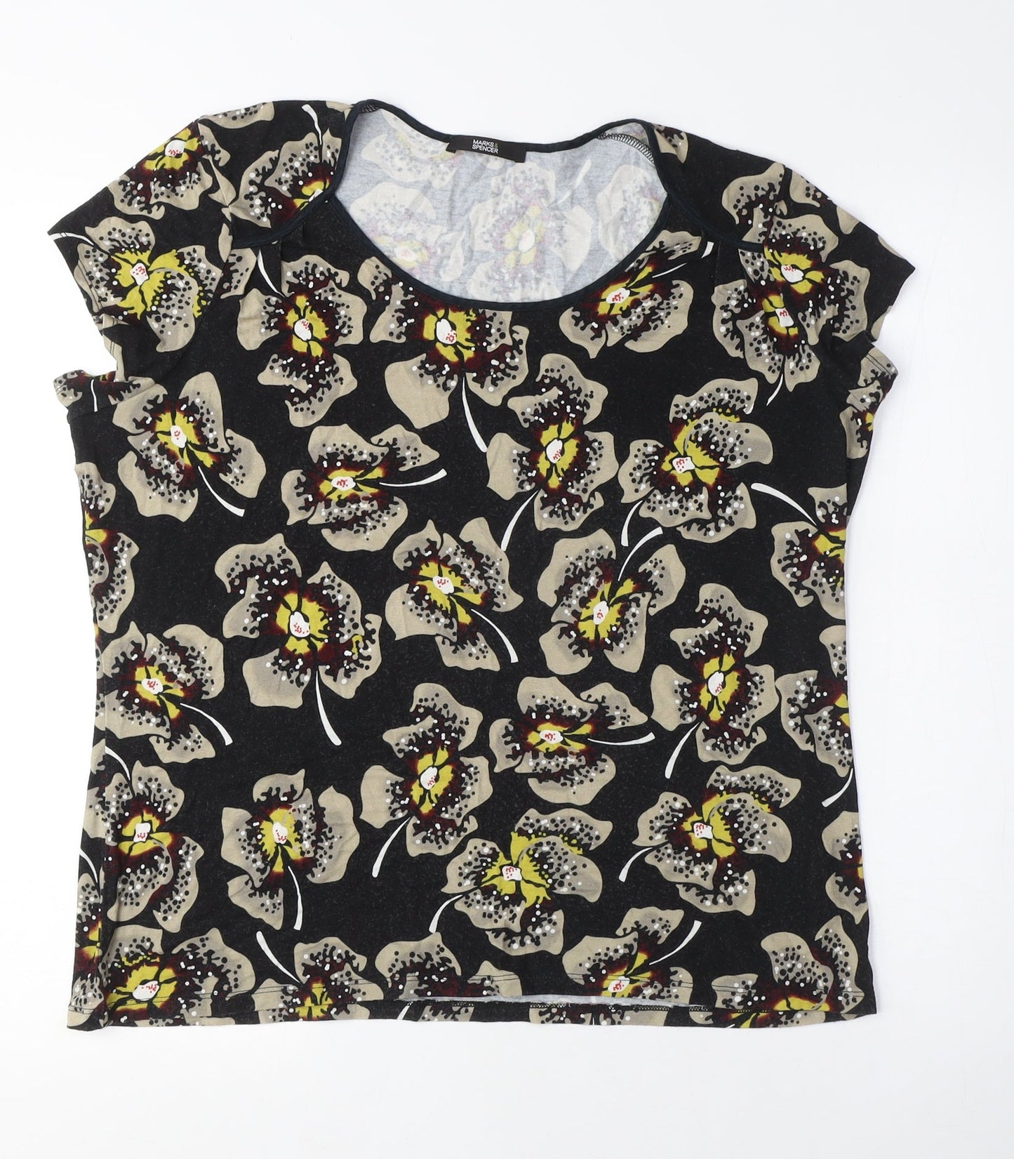 Womens UK Size 16 Marks and Spencer Black Basic T-Shirt
