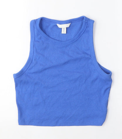 Womens UK Size M H&M Blue Cropped T-Shirt