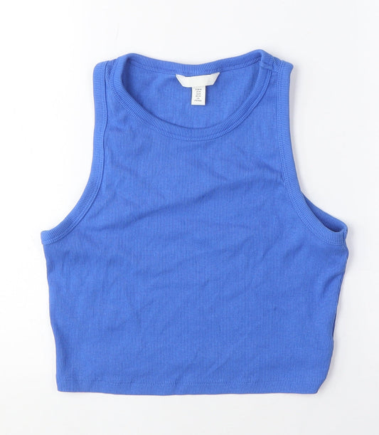 Womens UK Size M H&M Blue Cropped T-Shirt