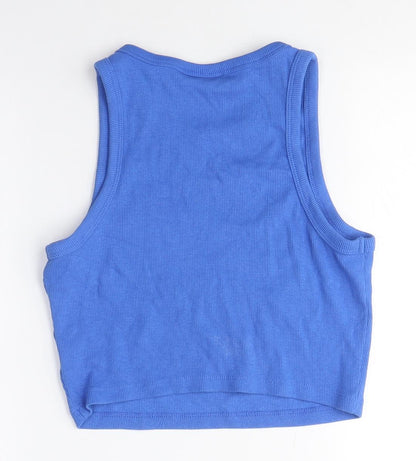 Womens UK Size M H&M Blue Cropped T-Shirt
