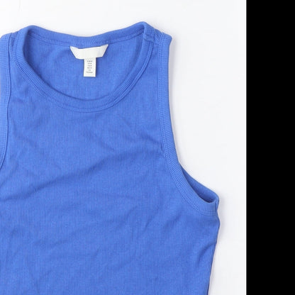 Womens UK Size M H&M Blue Cropped T-Shirt