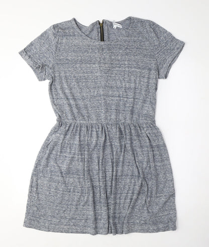 Glamorous Womens Grey Viscose T-Shirt Dress Size 14 Crew Neck Zip