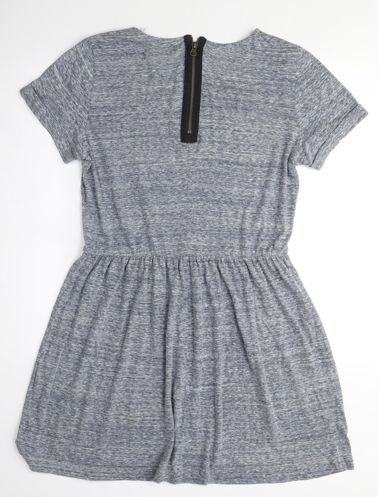 Glamorous Womens Grey Viscose T-Shirt Dress Size 14 Crew Neck Zip