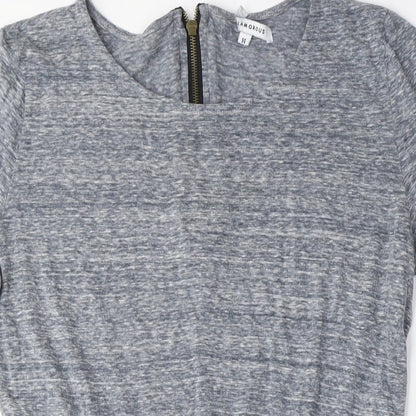 Glamorous Womens Grey Viscose T-Shirt Dress Size 14 Crew Neck Zip